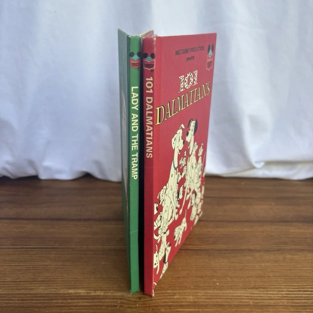 1981 Disney Lady and the Tramp & 101 Dalmatians Hardcover Books Lot Vintage